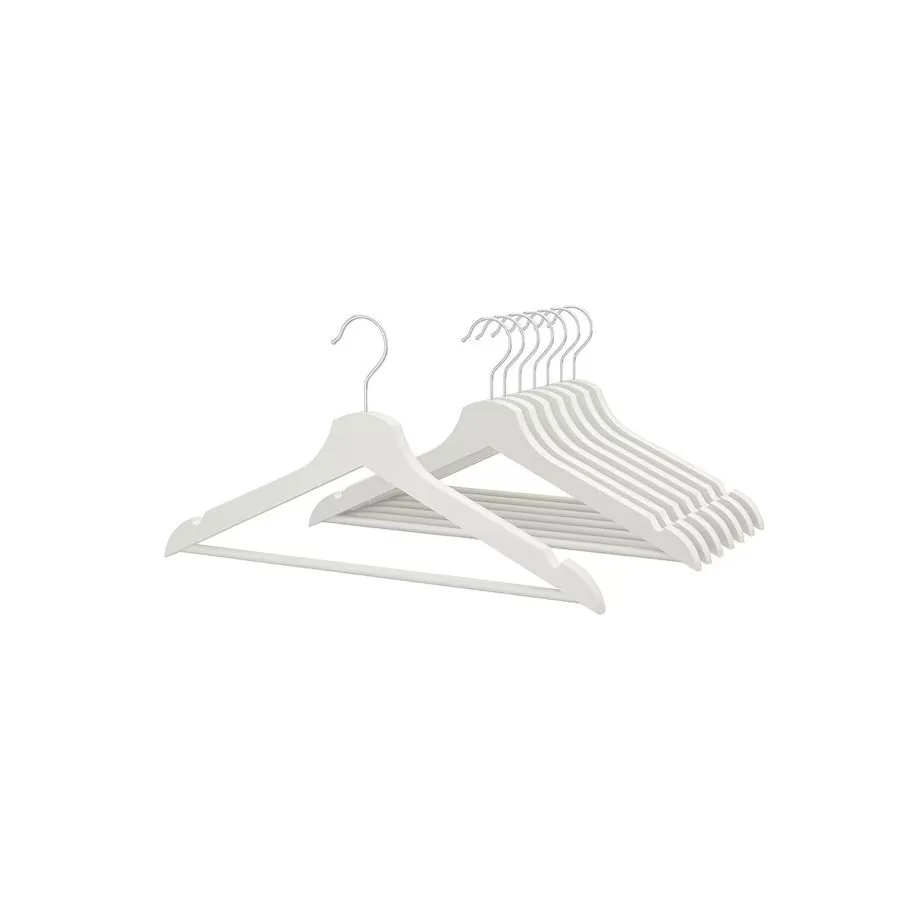 Set of wooden clothes hangers available for rental